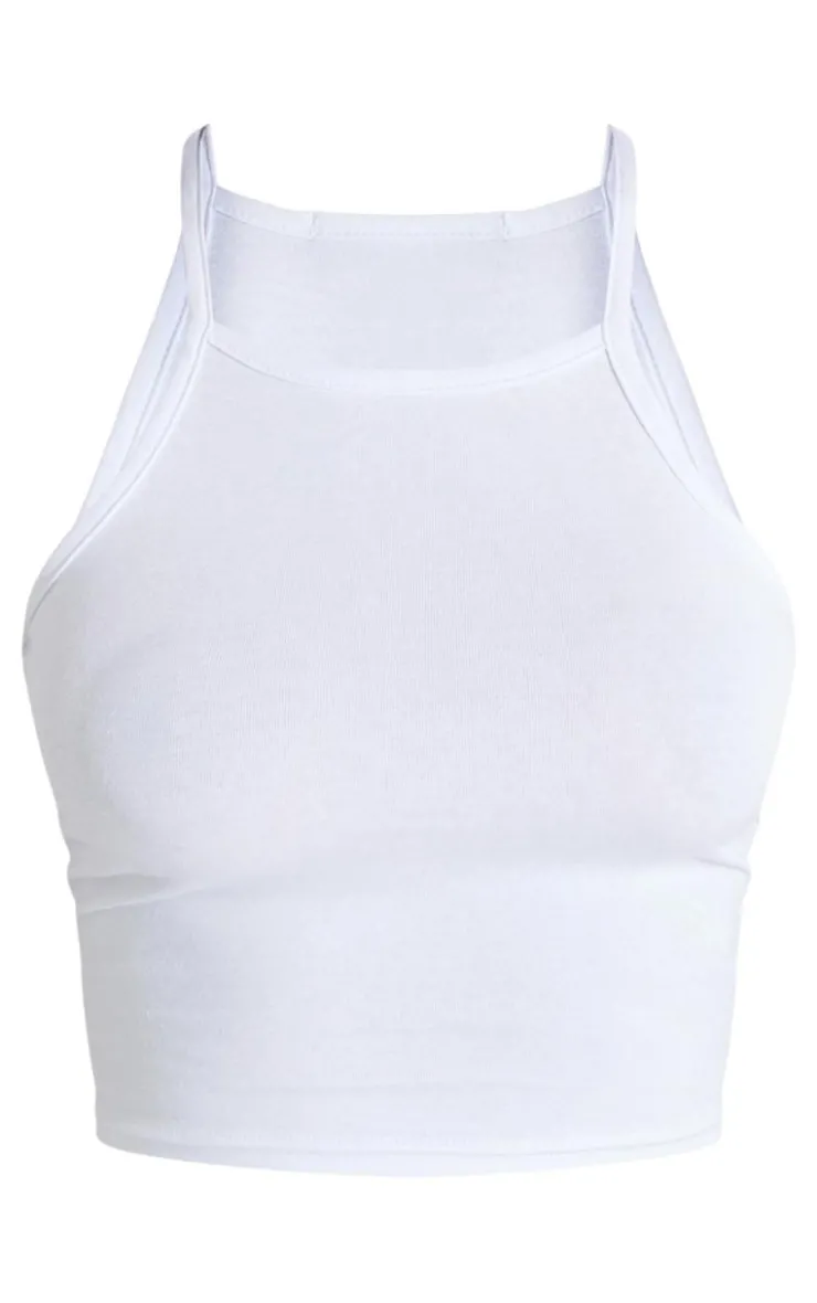 PrettyLittleThing Basic Tops*Basic Cotton Blend Racer Neck Crop Top
