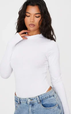 PrettyLittleThing Basic Tops*Basic Cotton Blend Roll Neck Bodysuit