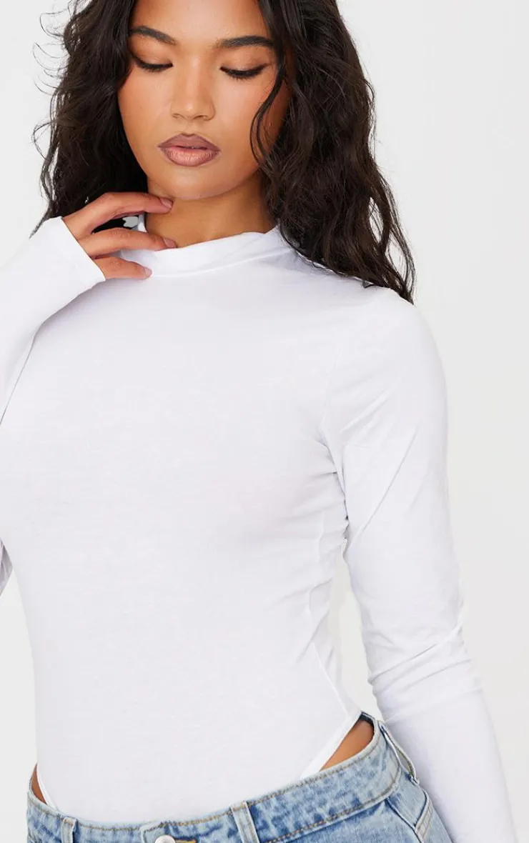 PrettyLittleThing Basic Tops*Basic Cotton Blend Roll Neck Bodysuit