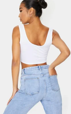 PrettyLittleThing Basic Tops*Basic Cotton Blend Scoop Neck Crop Top