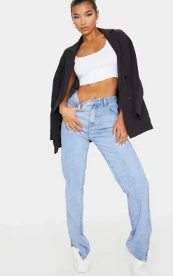 PrettyLittleThing Basic Tops*Basic Cotton Blend Scoop Neck Crop Top