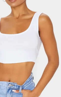 PrettyLittleThing Basic Tops*Basic Cotton Blend Scoop Neck Crop Top