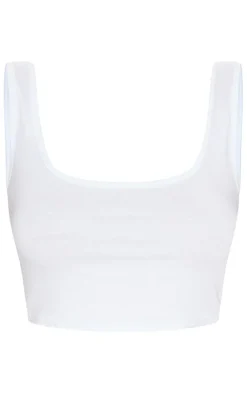 PrettyLittleThing Basic Tops*Basic Cotton Blend Scoop Neck Crop Top