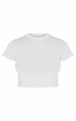PrettyLittleThing T-Shirts*Basic Cotton Blend Short Sleeve Crop Top