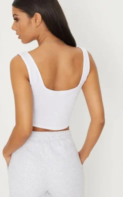 PrettyLittleThing Basic Tops*Basic Cotton Blend Square Neck Crop Tank