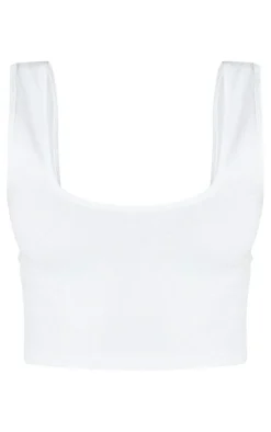 PrettyLittleThing Basic Tops*Basic Cotton Blend Square Neck Crop Tank