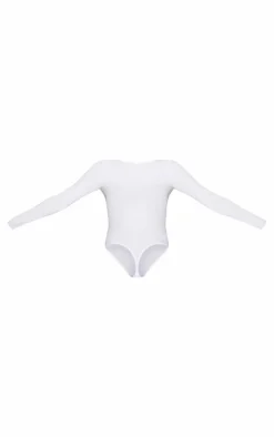 PrettyLittleThing Basic Tops*Basic Cotton Blend V Neck Long Sleeve Bodysuit