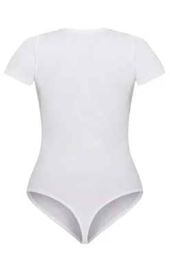 PrettyLittleThing Basic Tops*Basic Cotton Blend V Neck Short Sleeve Bodysuit