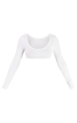PrettyLittleThing Basic Tops*Basic Rib Long Sleeve Crop Top