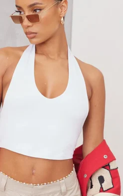 PrettyLittleThing Basic Tops*Basic Slinky Scoop Neck Halter Top