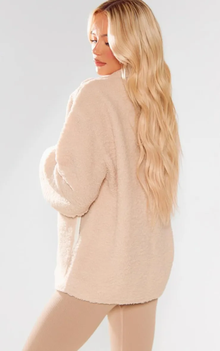 PrettyLittleThing Teddy Coats*Borg Contrast Piping Fleece Jacket