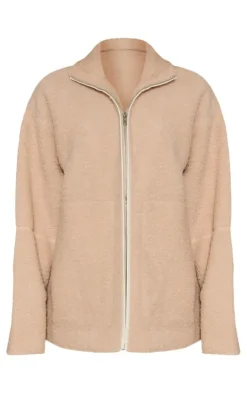PrettyLittleThing Teddy Coats*Borg Contrast Piping Fleece Jacket