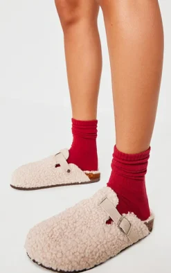 PrettyLittleThing Mules*Borg Round Toe Buckle Mule Clogs