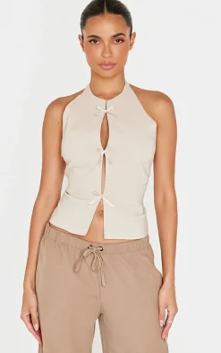 PrettyLittleThing Sleeveless Tops*Bow Detail Long Top