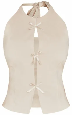 PrettyLittleThing Sleeveless Tops*Bow Detail Long Top