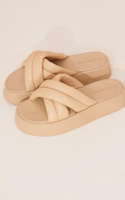 PrettyLittleThing Flatform Sandals*Chunky Padded Cross Straps Sandals
