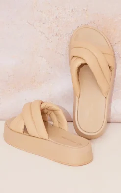 PrettyLittleThing Flatform Sandals*Chunky Padded Cross Straps Sandals