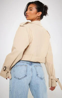 PrettyLittleThing Trench Coats*Cropped Belted Hem Trench Coat