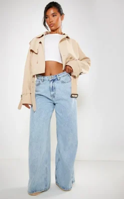 PrettyLittleThing Trench Coats*Cropped Belted Hem Trench Coat