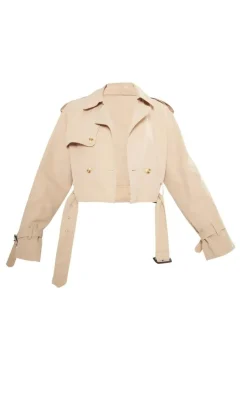 PrettyLittleThing Trench Coats*Cropped Belted Hem Trench Coat