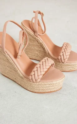 PrettyLittleThing Espadrilles*Faux Leather Plaited Strap Espadrille Wedges