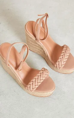 PrettyLittleThing Espadrilles*Faux Leather Plaited Strap Espadrille Wedges