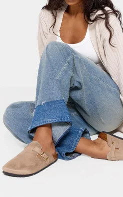 PrettyLittleThing Mules*Faux Suede Buckled Mule Cloggs