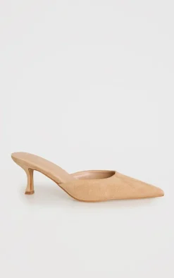PrettyLittleThing Mules*Faux Suede Point Toe Mid Stiletto Heeled Mules