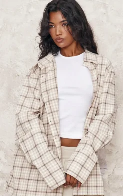 PrettyLittleThing Shirts*Lightweight Check Oversized Shirt