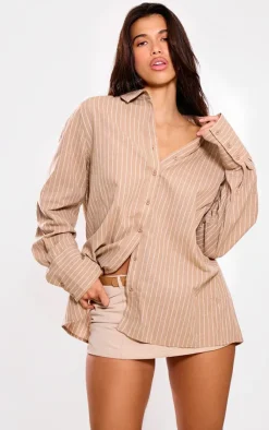 PrettyLittleThing Shirts*Oversized Pinstripe Cuff Shirt