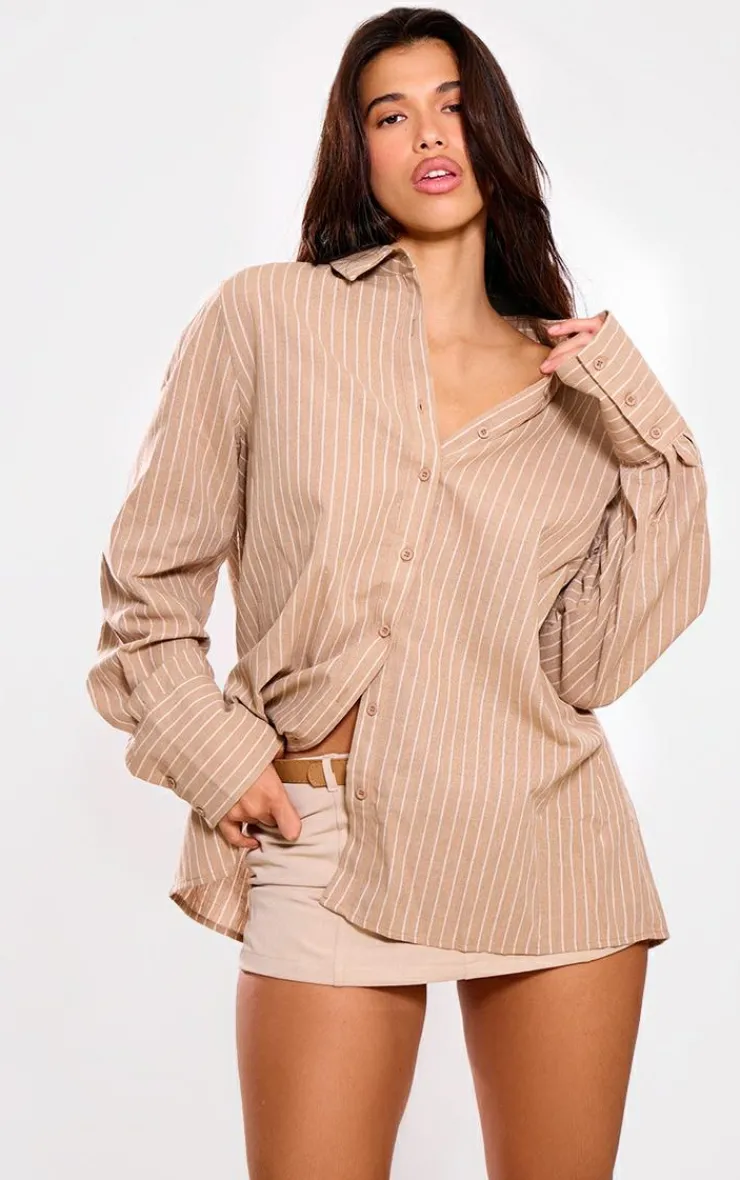 PrettyLittleThing Shirts*Oversized Pinstripe Cuff Shirt