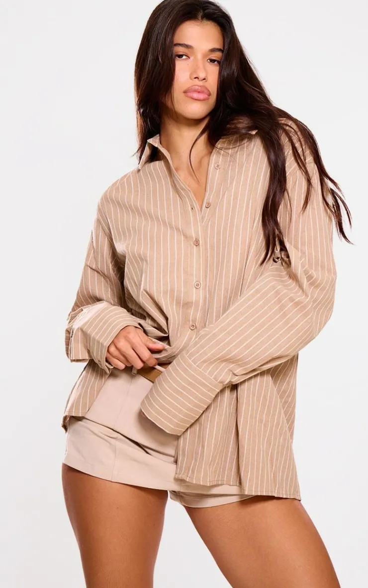 PrettyLittleThing Shirts*Oversized Pinstripe Cuff Shirt