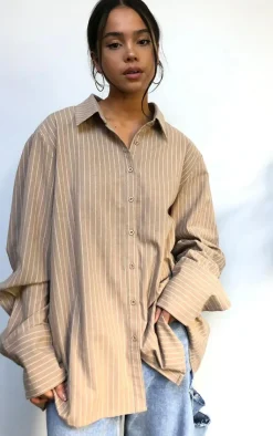 PrettyLittleThing Shirts*Oversized Pinstripe Cuff Shirt