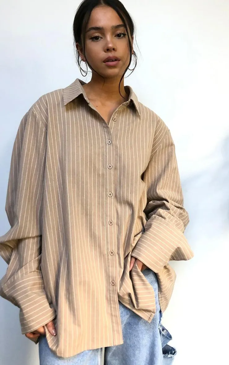 PrettyLittleThing Shirts*Oversized Pinstripe Cuff Shirt