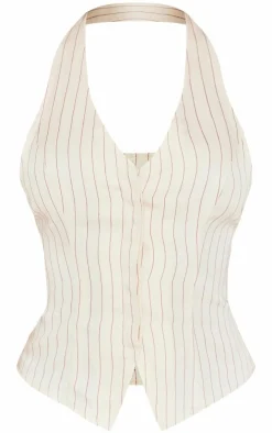 PrettyLittleThing Sleeveless Tops*Pinstripe Halterneck Vest