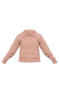 PrettyLittleThing Thanksgiving Outfits*Pocket Detail Zip Up Knitted Jacket