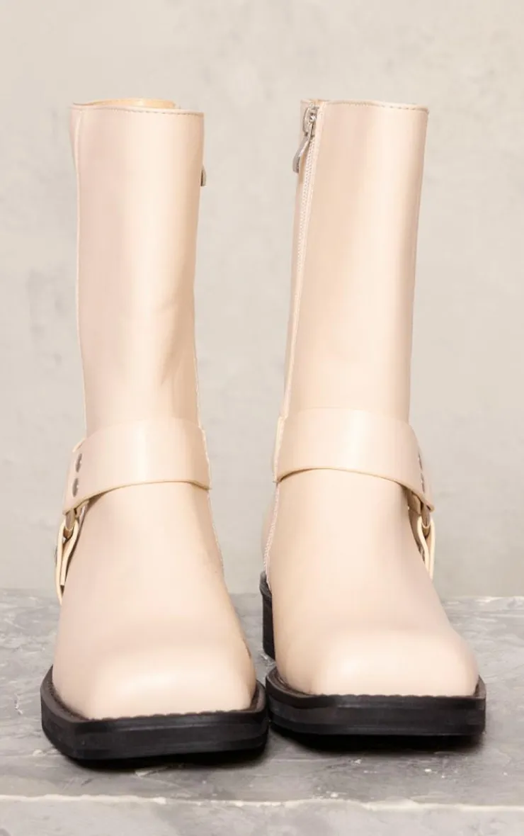 PrettyLittleThing Ankle Boots*PU Square Toe Buckle Detail Ankle Boots