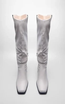 PrettyLittleThing High Heels*Pu Square Toe Knee High Block Heeled Western Boots