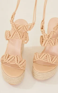 PrettyLittleThing Espadrilles*Pu Woven Lace Up Espadrille Heeled Wedges