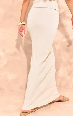 New PrettyLittleThing Ribbed Maxi Skirt Beige