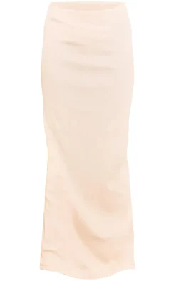 New PrettyLittleThing Ribbed Maxi Skirt Beige