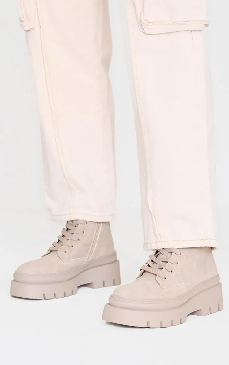 PrettyLittleThing Biker Boots*Round Toe Chunky Sole Biker Boots