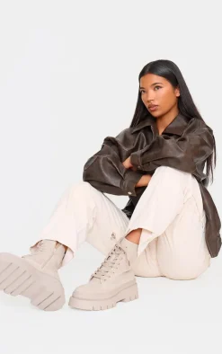 PrettyLittleThing Biker Boots*Round Toe Chunky Sole Biker Boots