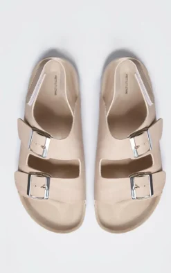 PrettyLittleThing Flat Sandals*Rubber Chunky Sole Buckle Detail Sling Back Sandals