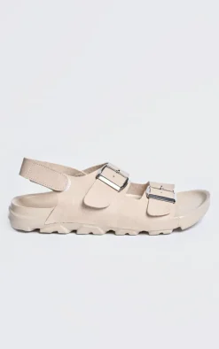 PrettyLittleThing Flat Sandals*Rubber Chunky Sole Buckle Detail Sling Back Sandals