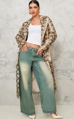 PrettyLittleThing Faux Leather Jackets*Snake Faux Leather Coat