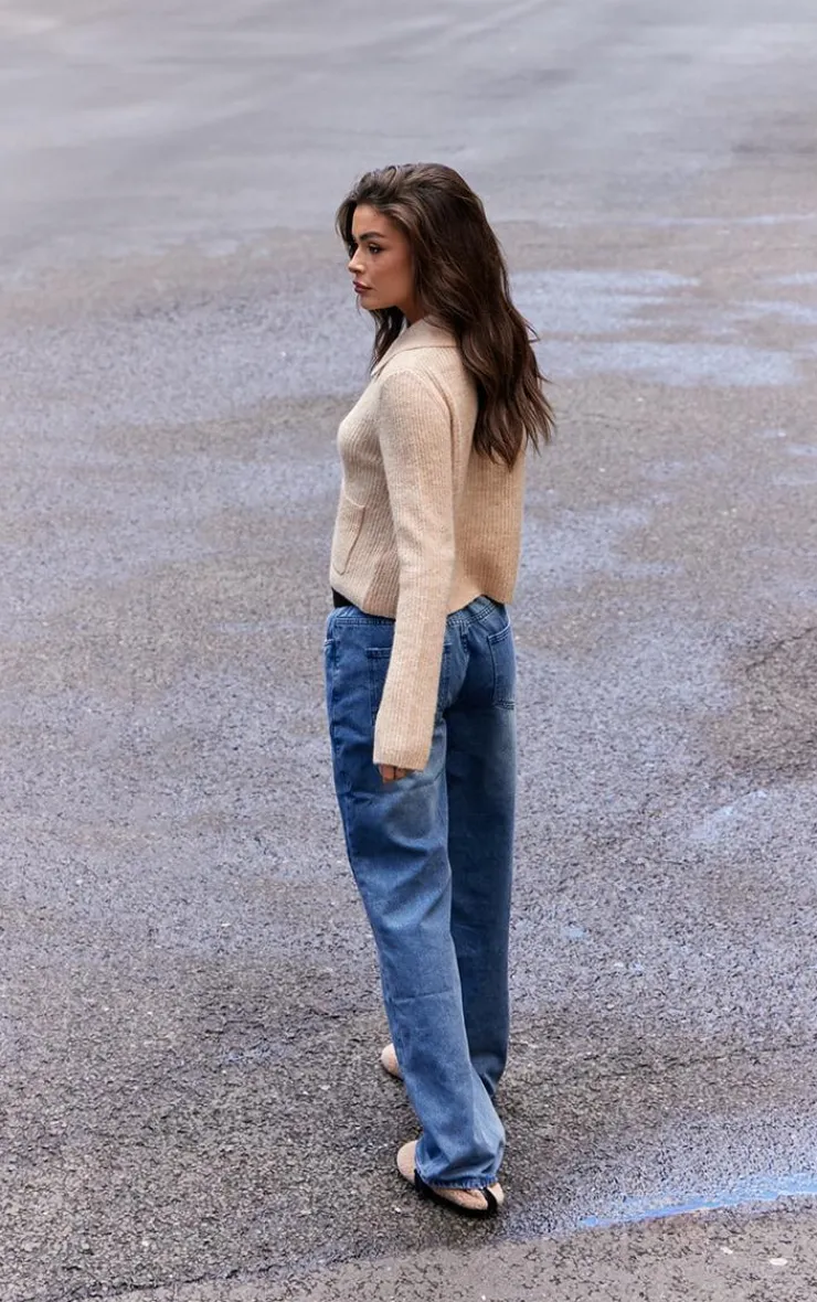 PrettyLittleThing Cardigans*Soft Textured Knit Button Up Collar Detail Cardigan