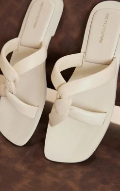 PrettyLittleThing Mules*Square Toe Real Leather Padded Twisted Strap Mule Sandals