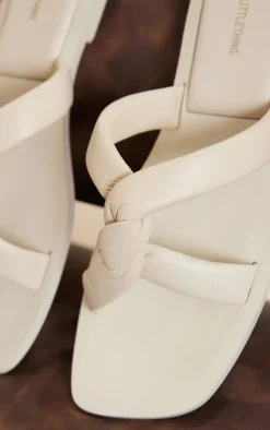 PrettyLittleThing Mules*Square Toe Real Leather Padded Twisted Strap Mule Sandals