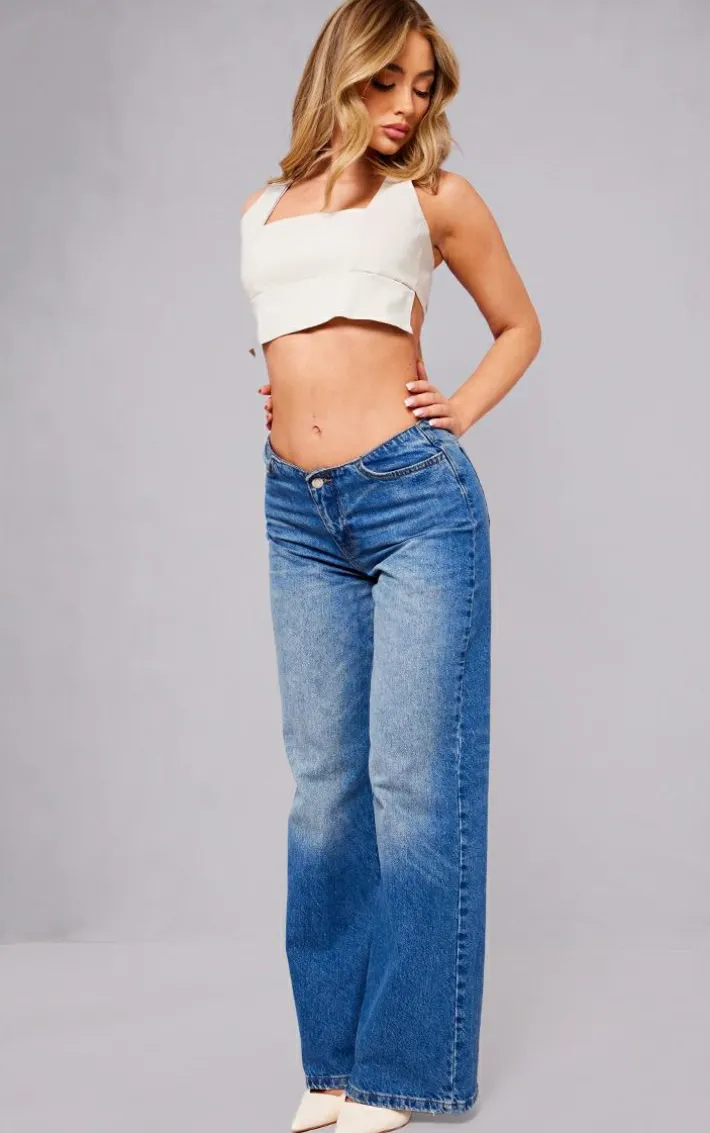 Beige Stretch Woven Tie Back Crop Top